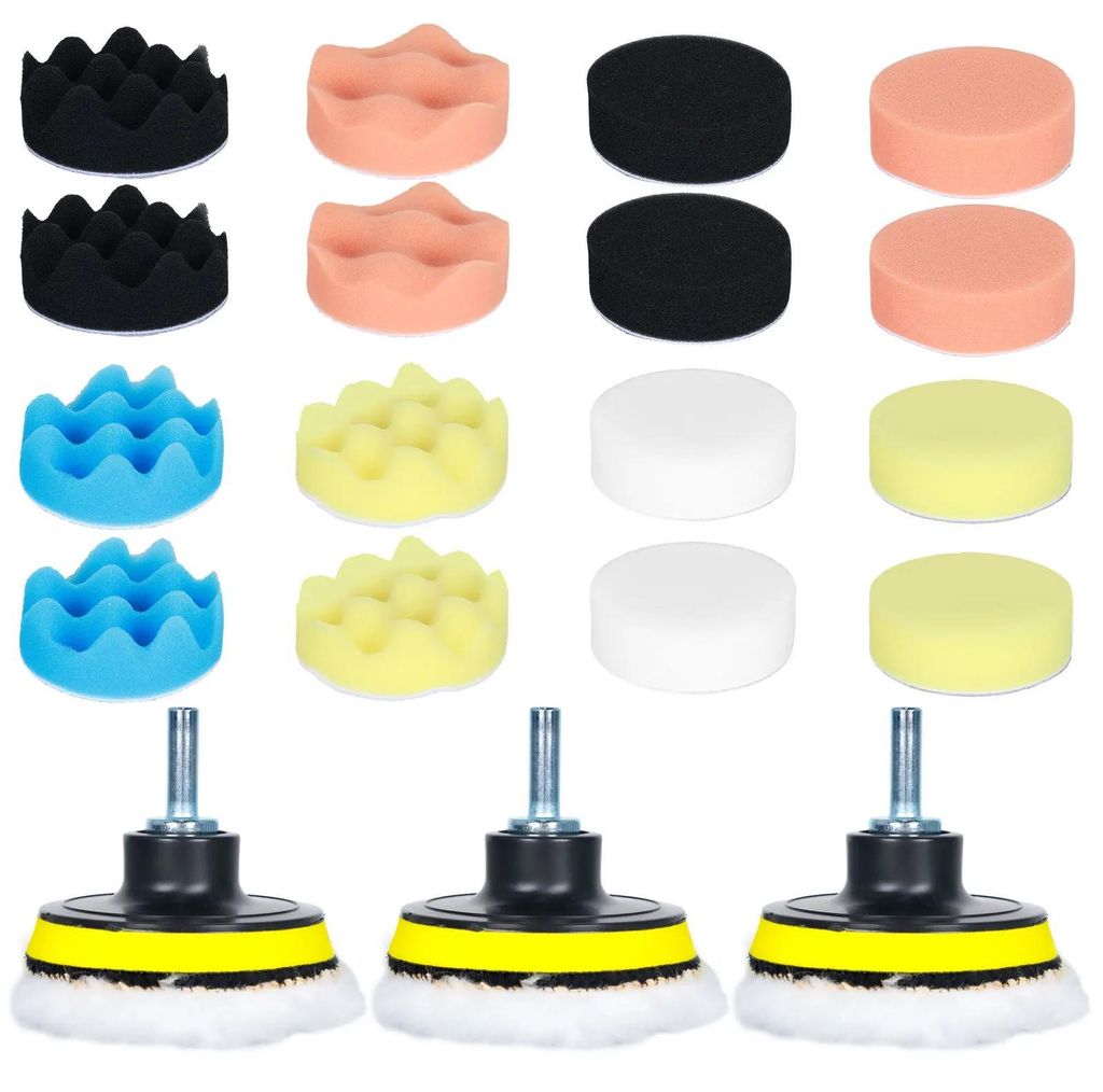 Auto Polierschwamm Set - 25-teiliges Polier- und Wachspads Kit - Schleifscheiben - Für Fahrzeugaufbereitung - M10 Bohradapter - Für Bohrmaschine ...