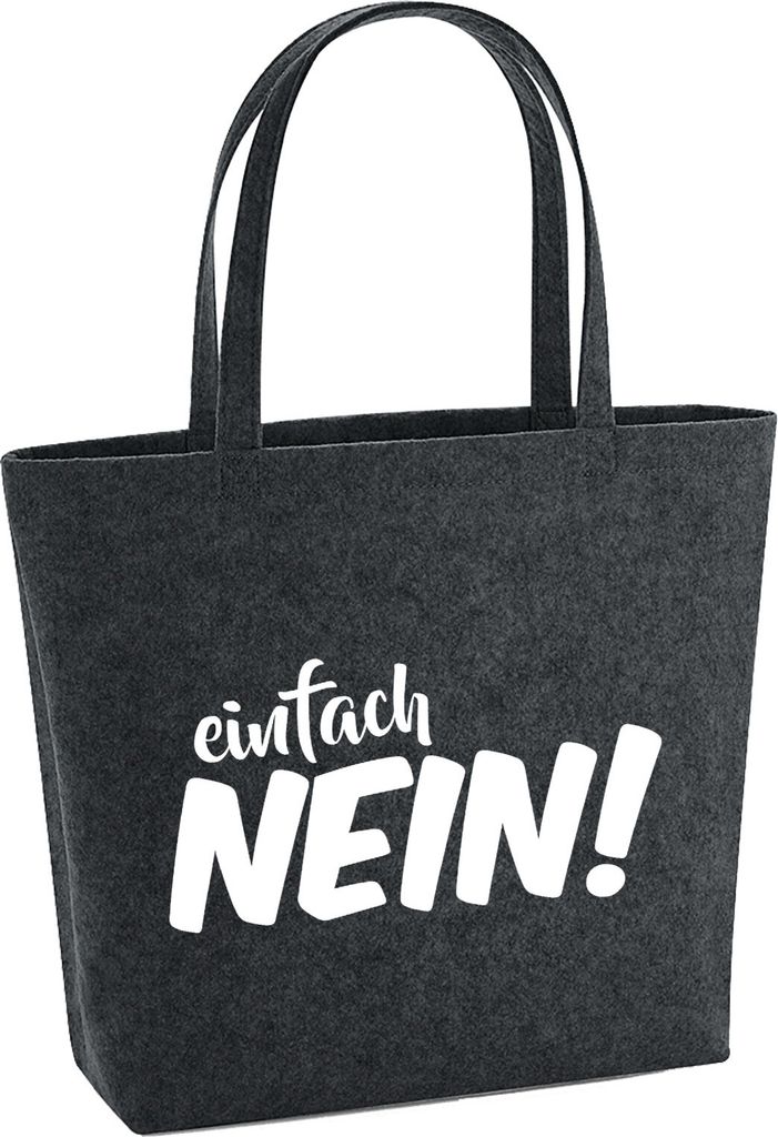 Huuraa Filzshopper Einfach Nein Schriftzug 22 Liter Charcoal Melange Filztasche Geschenkidee