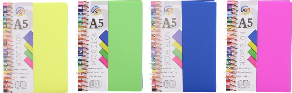 Notizbuch spiralgebunden liniert A5 15x21 cm, 100 Seiten