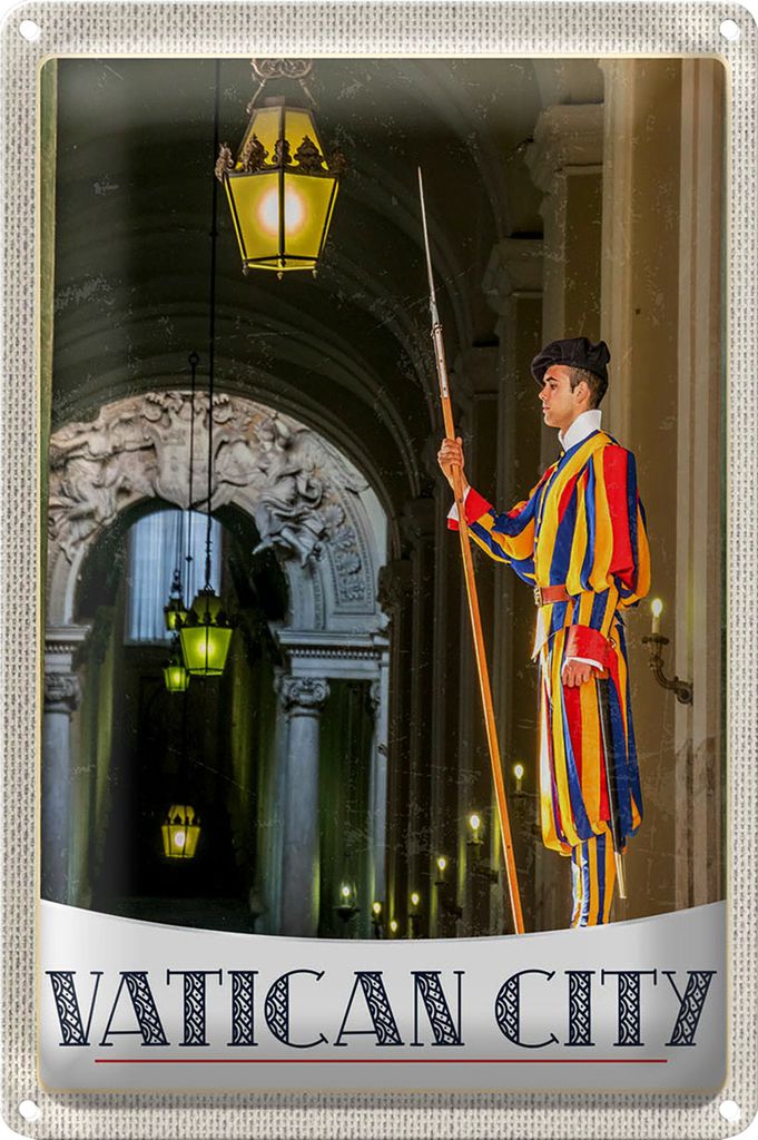 Blechschild Reise 40x30cm Vatikan City Kirche Wachmann