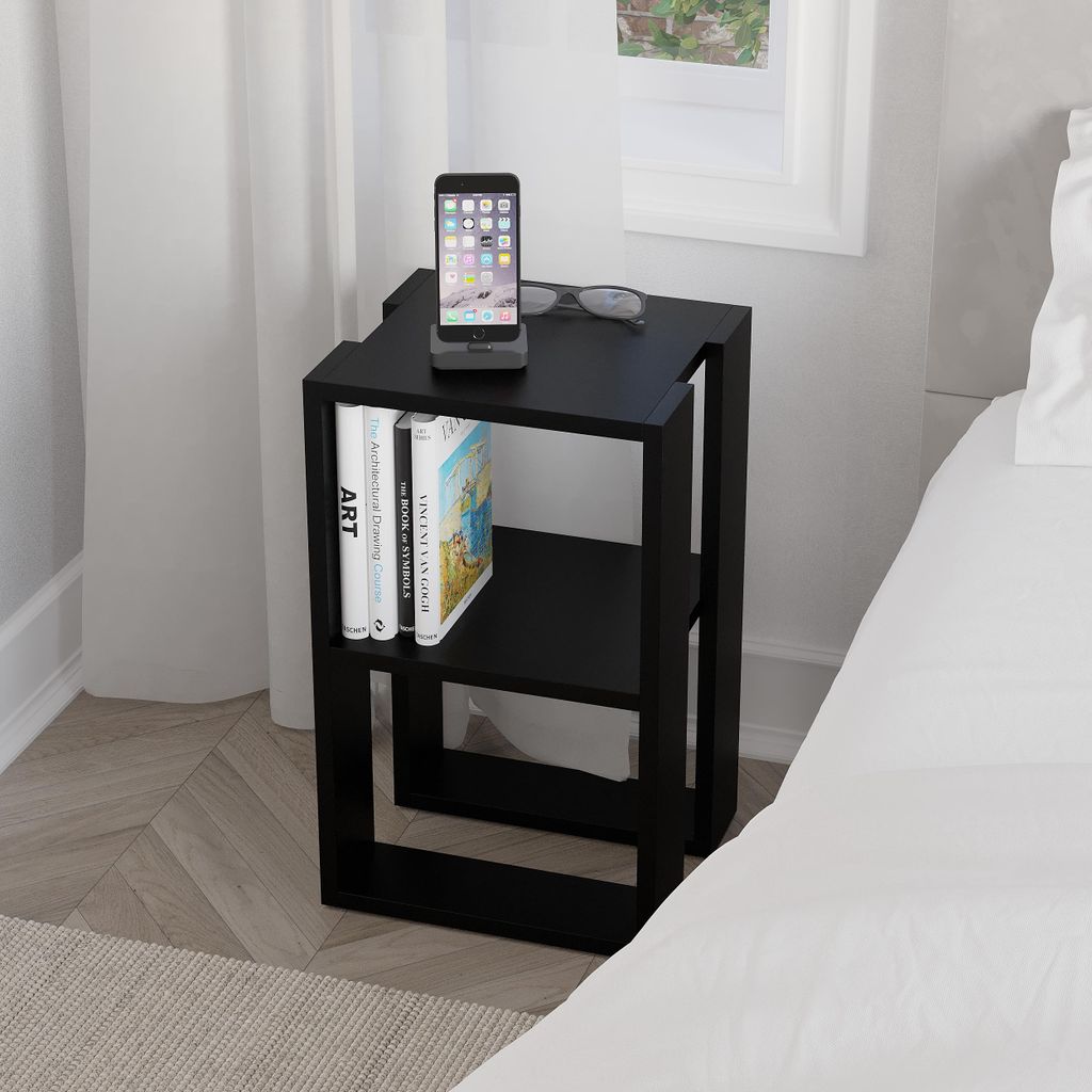 DECORTIE Lonie Moderner Nachttisch, Schwarz Bute, 34 x 30 x Produktbild 