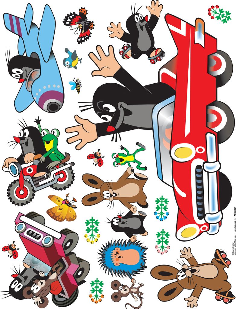 Sanders & Sanders Wandtattoo Der kleine Maulwurf Schwarz, Rot und Blau - 600151 - 65 x 85 cm