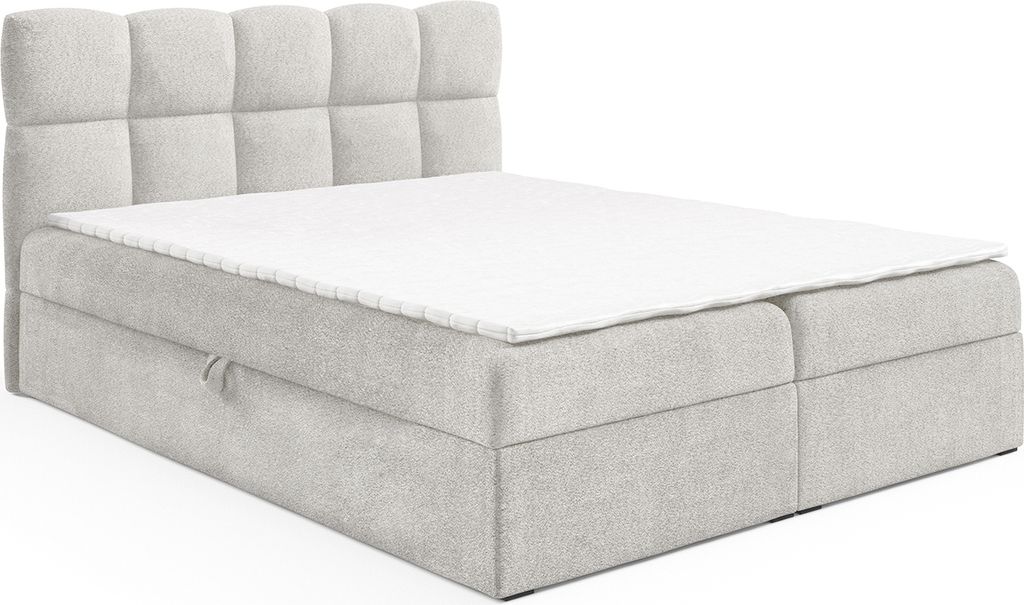 MEBLINI Boxspringbett mit Bettkasten - Gepolstert Doppelbett mit Matratze und Topper - Polsterbett mit Stauraum - Bett mit Kopfteil - Stauraumbett ...
