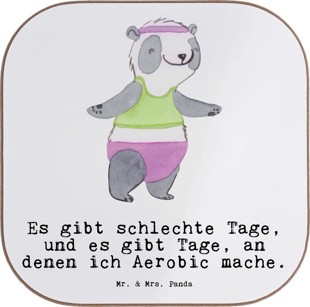 Mr. & Mrs. Panda Holzuntersetzer Panda Aerobic - Weiß - Produktbild 
