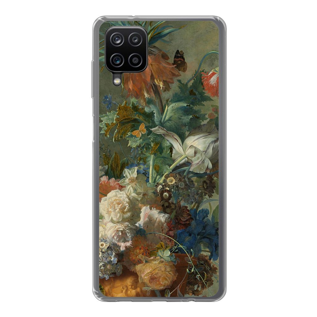 MuchoWow Handyhülle Schutzhülle Hülle für Samsung Galaxy A12 Stilleben mit Blumen - Gemälde von Jan van Huysum Silikon Softcase Handy Hülle...