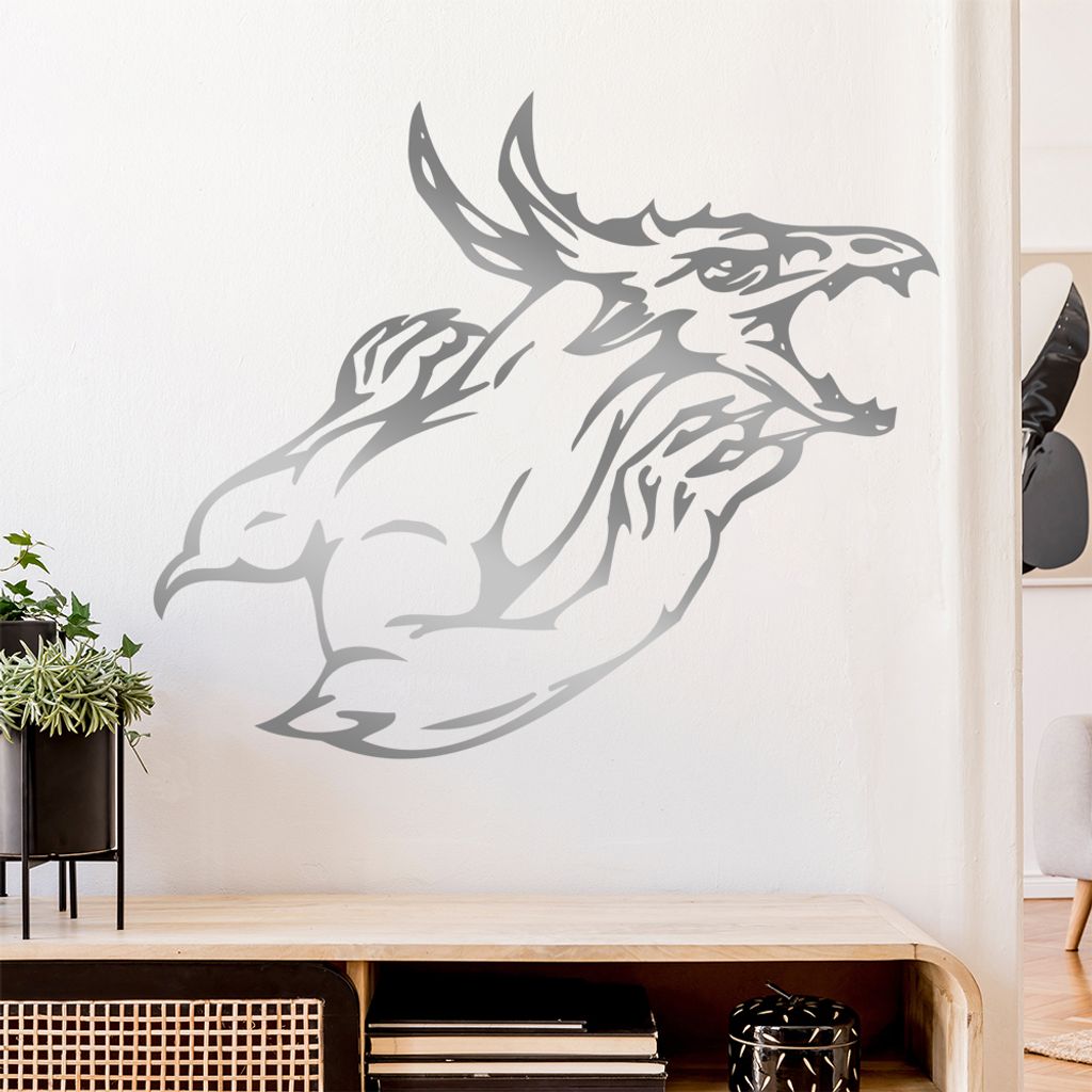 Drachen Angriff Wandtattoo in 6 Größen - Wandaufkleber Wall Sticker - Dekoration, Küche, Wohnzimmer, Schlafzimmer, Badezimmer
