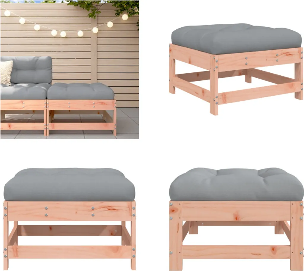 Ottomana da Giardino vidaXL in Douglas Massiccio con Cuscino Grey