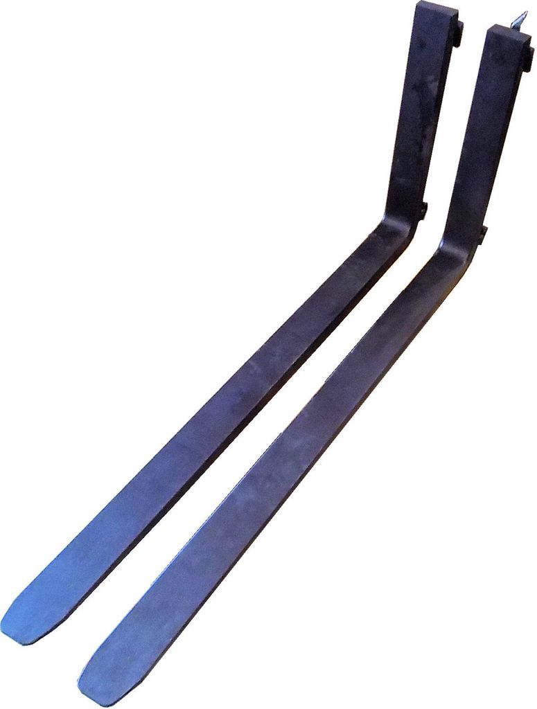 A pair of forklift forks against a white background.