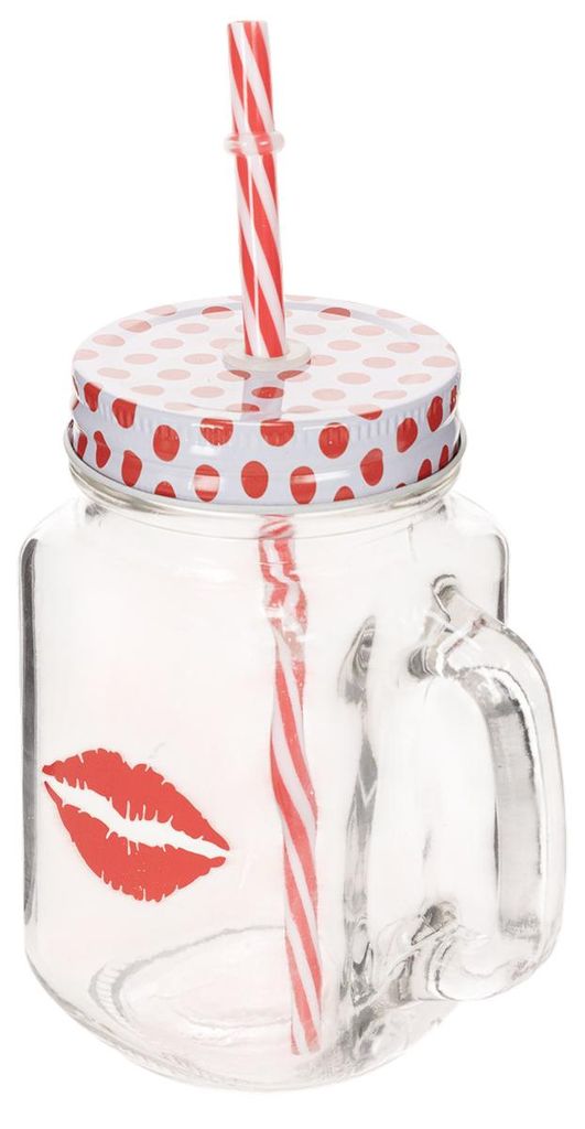 Stilvolles Trinkglas mit Deckel und Henkel für Sommer und Partys