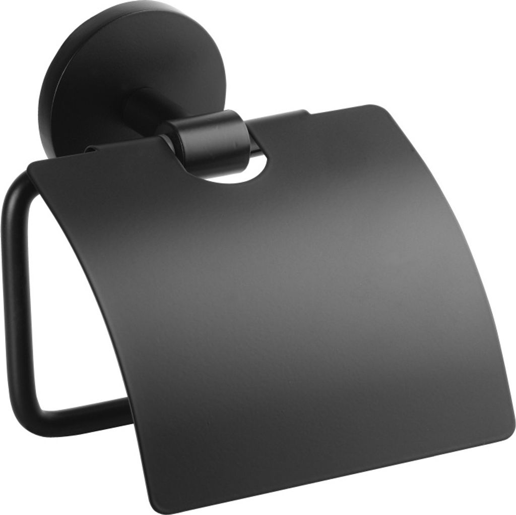 BOX Papierrollenhalter mit Deckel Zink Schwarz 59x138x135 mm >> zum Bohren