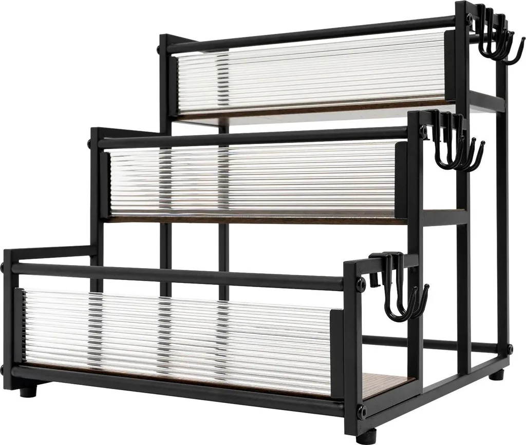 Étagère de rangement rectangulaire noire 3 niveaux pour petits objets