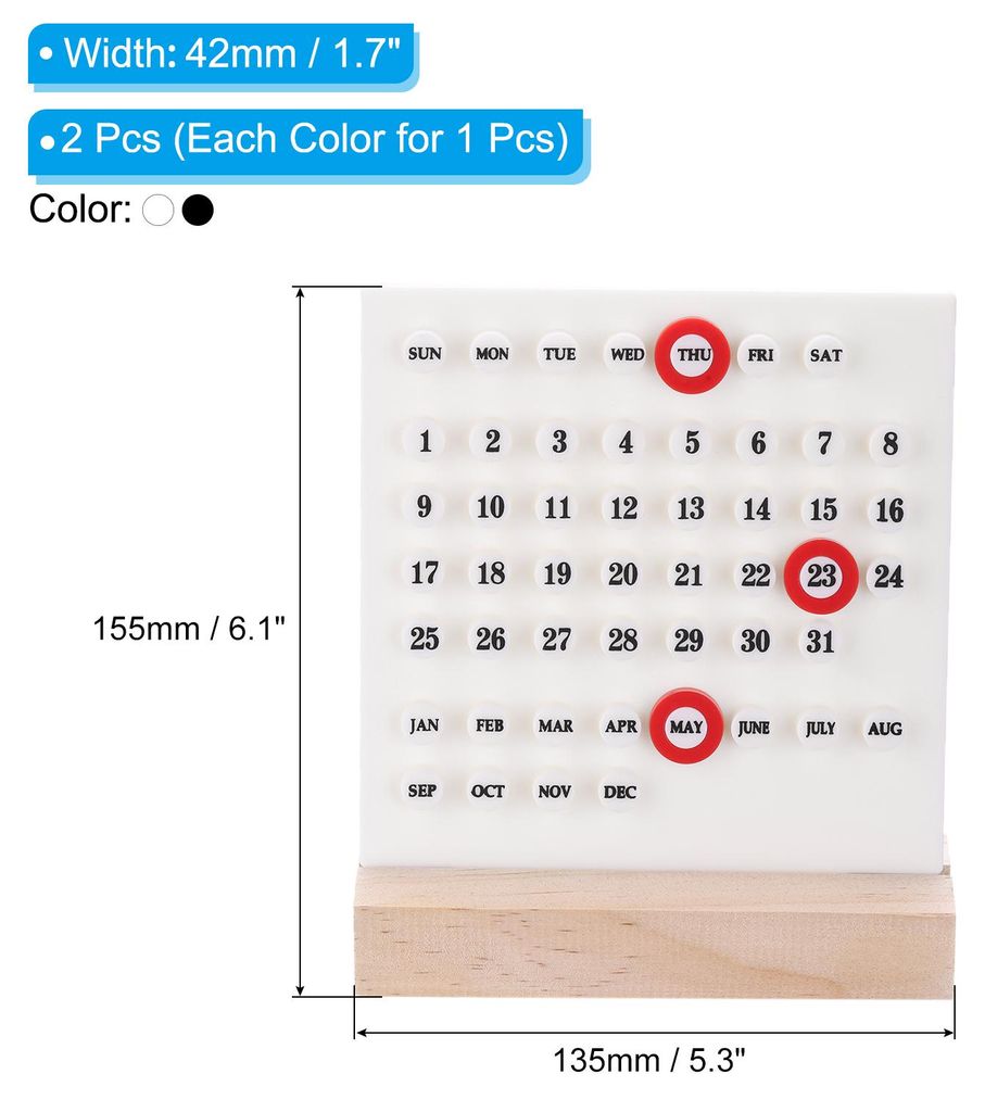 Holz Ewiger Kalender 2 Pack Schreibtisch Acryl Kalender St?nder Monat Woche Datum Anzeige fš¹r Schreibtisch Gesch?ft Bš¹ro Zuhause Dekoration W...