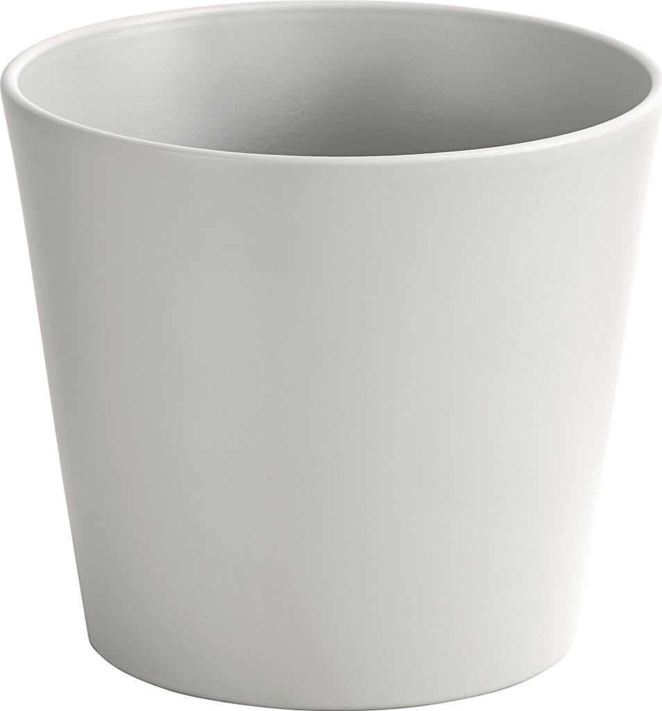 Dehner Gute Wahl Übertopf, Ø 36 cm, Höhe 29 cm, Keramik, glasiert, hellgrau