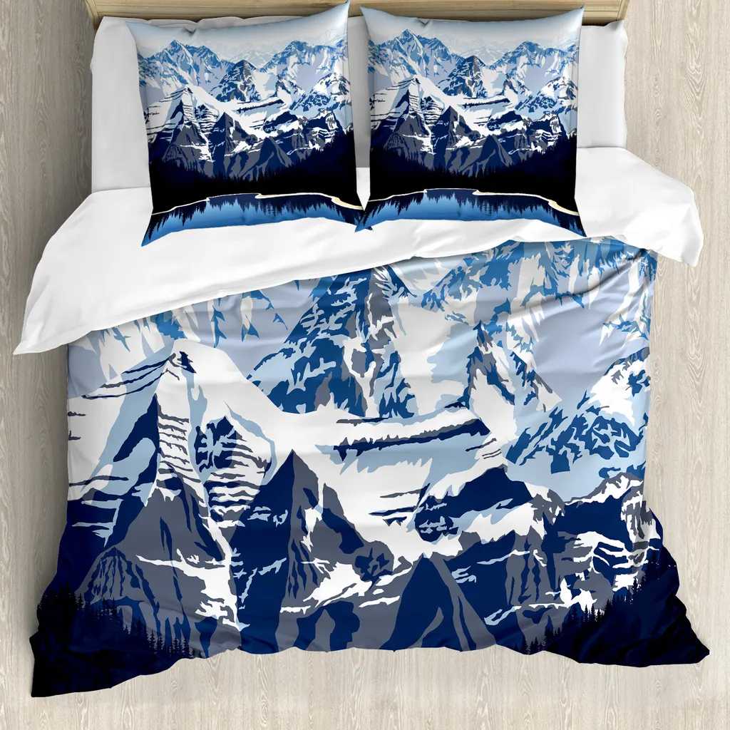 Copripiumino Montagna 155x220 ABAKUHAUS Antiacaro Blu Grigio