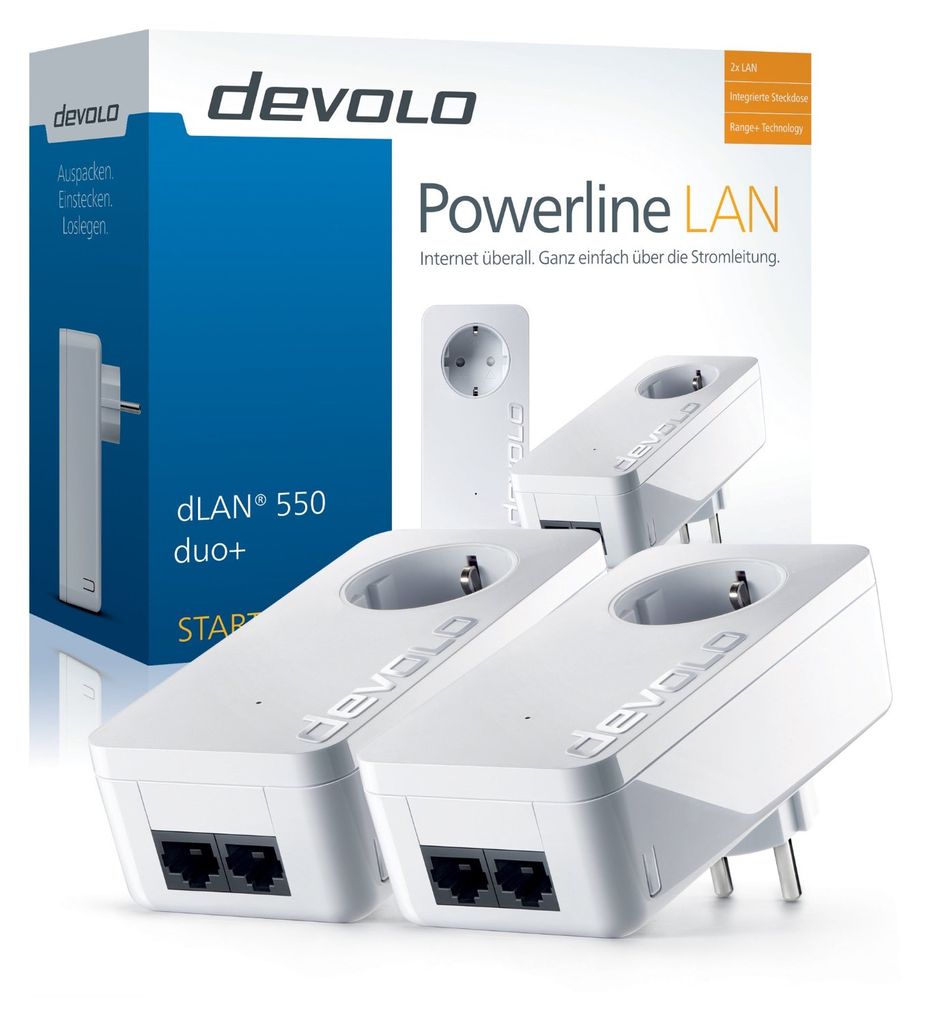 DEVOLO dLAN 500 WiFi Powerlan Adapter Starter Kit White 500 Mbit/s 2 Adapter im Set 1x LAN Port 