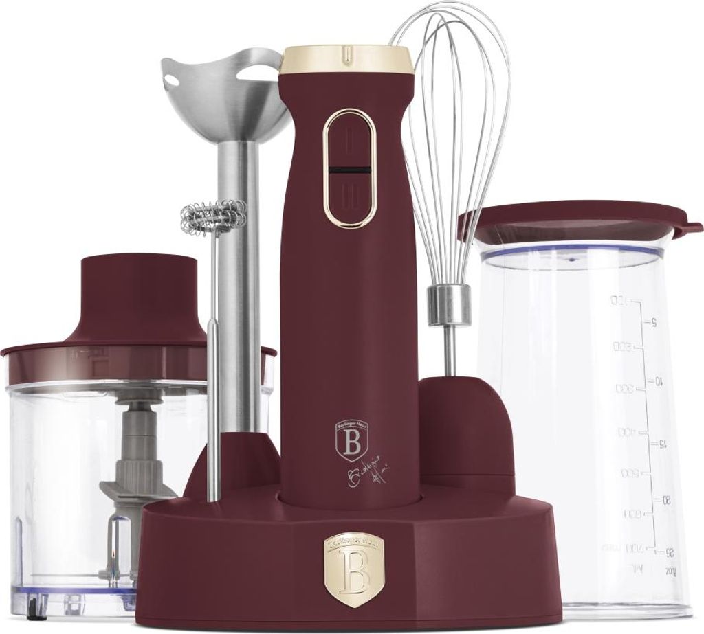 Berlinger Haus 6-in-1 Stabmixer, 800W, Variable Geschwindigkeitsregelung, Titan-Klinge, Zubehr Inklusive (Messbecher, Zerkleinerer, Milchaufschumer...