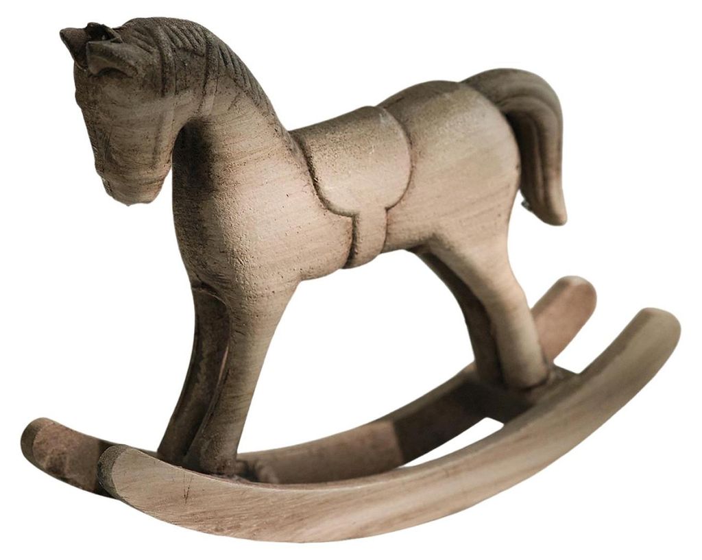 Vintage-Schaukelpferd-Figur aus Holz, geschnitzt, Pony-Statue, Skulptur, Dekoration für Zuhause, Büro oder Schreibtisch.