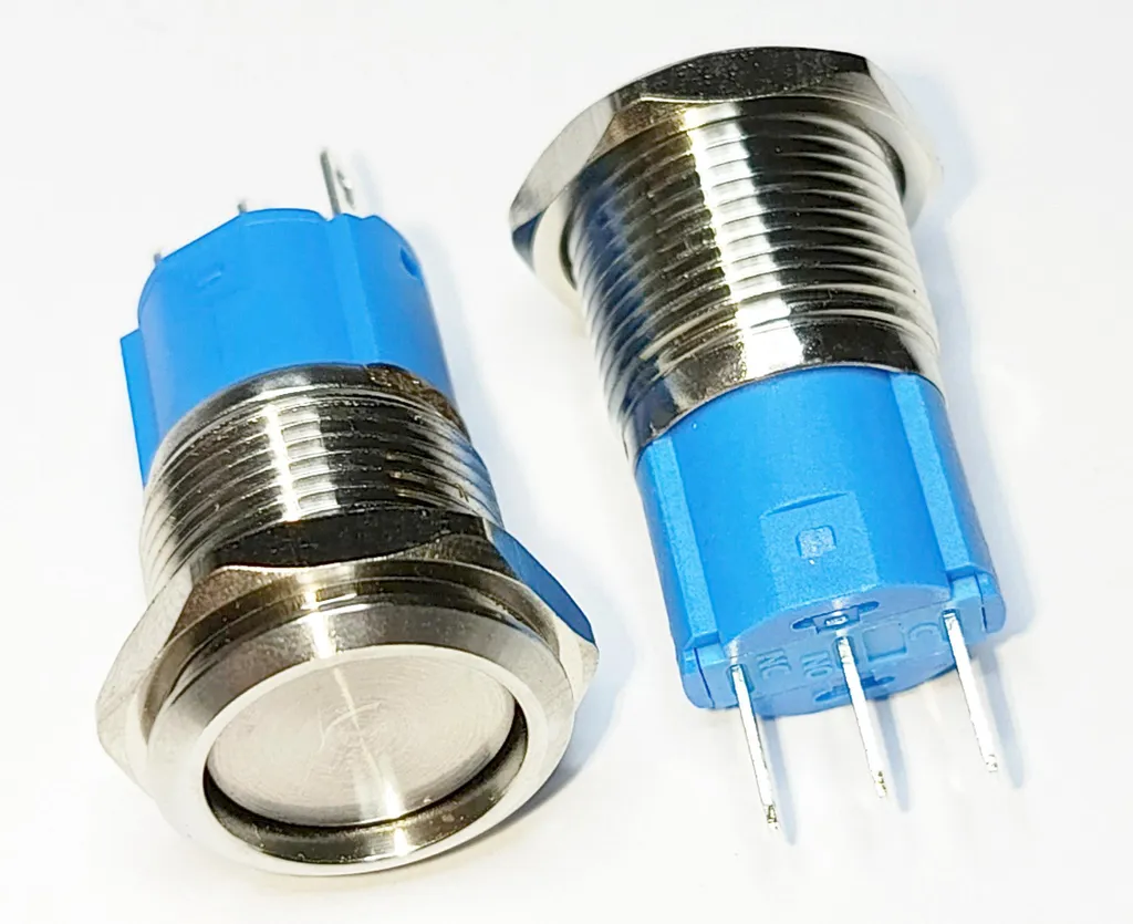 Interrupteur bistable 16 mm anti-vandalisme avec bouton poussoir métal