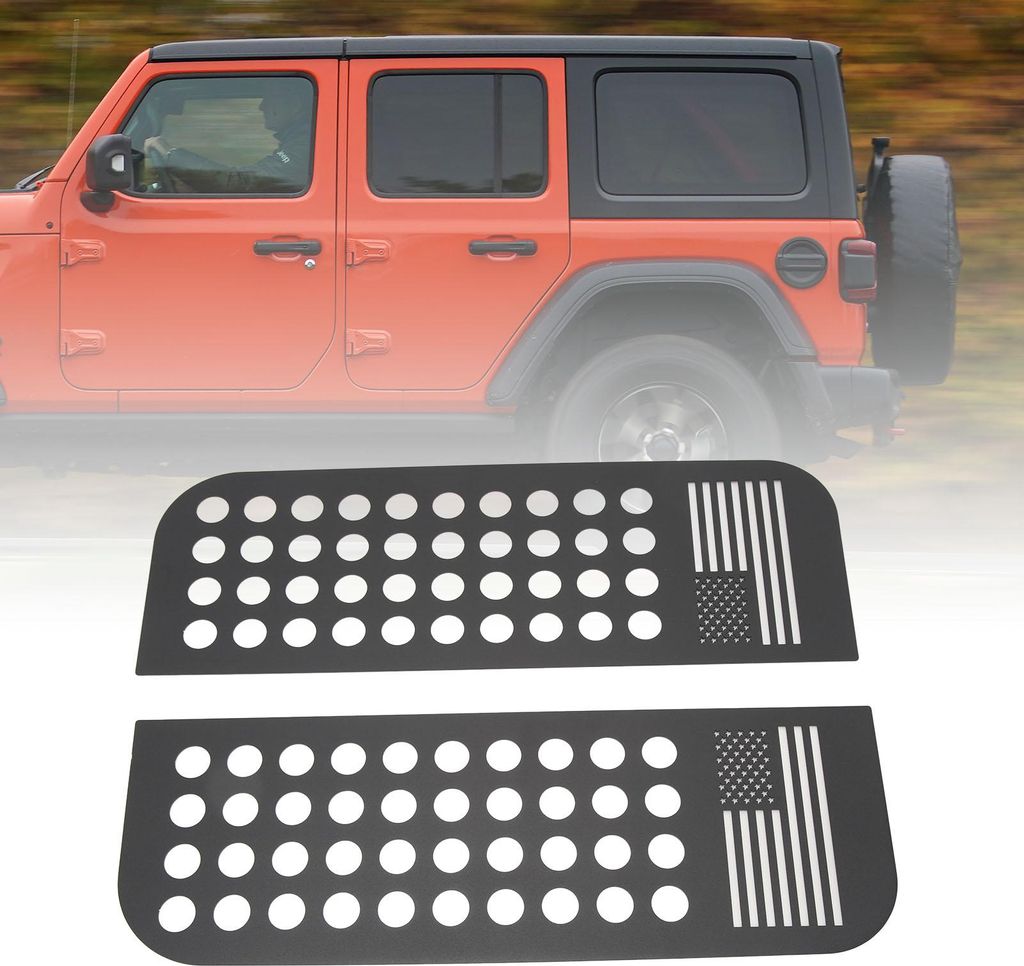 2 Stück Hecktür-Fensteraufkleber, Aluminiumlegierung, Glasverkleidung, passend für Wrangler JL JT Unlimited 4