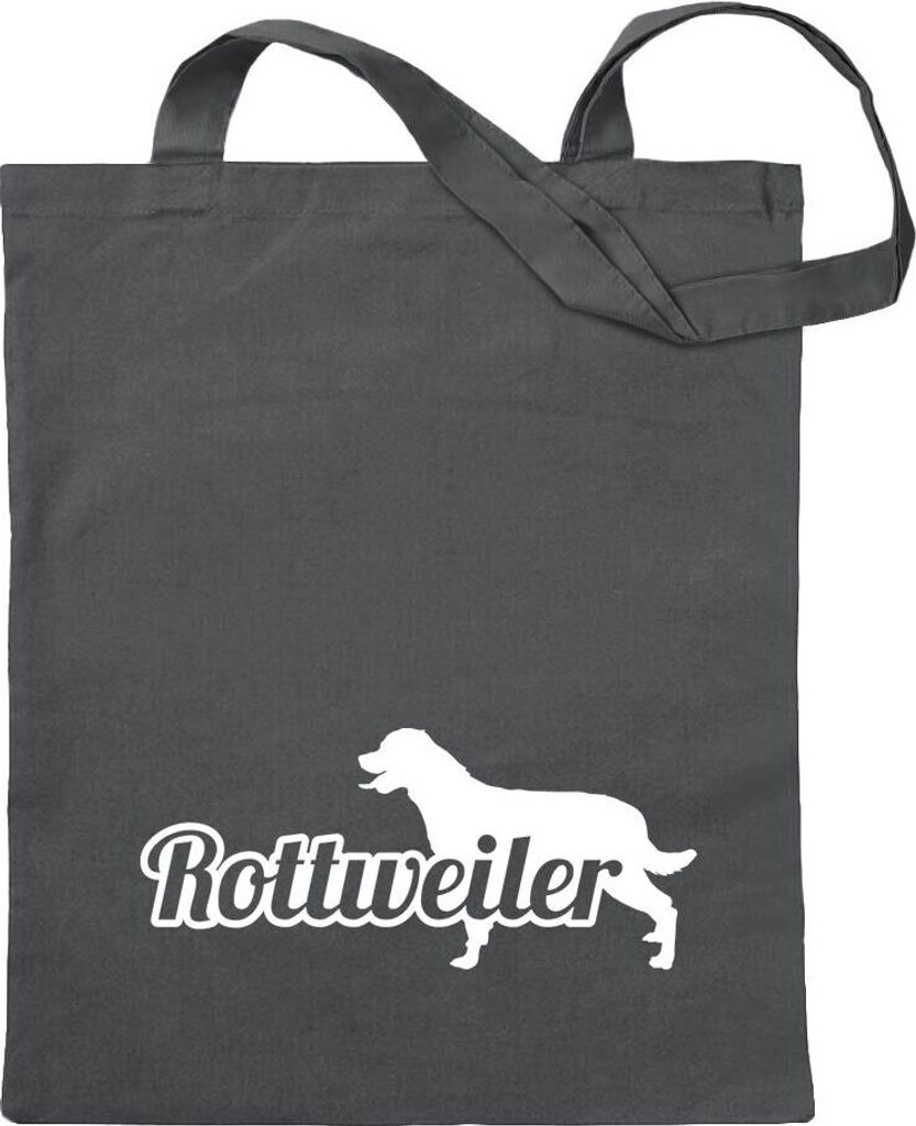 Kiwistar - Baumwolltasche - stahlgrau - Rottweiler Hunde - Tragetasche Stoffbeutel Umhängetasche Langer Henkel