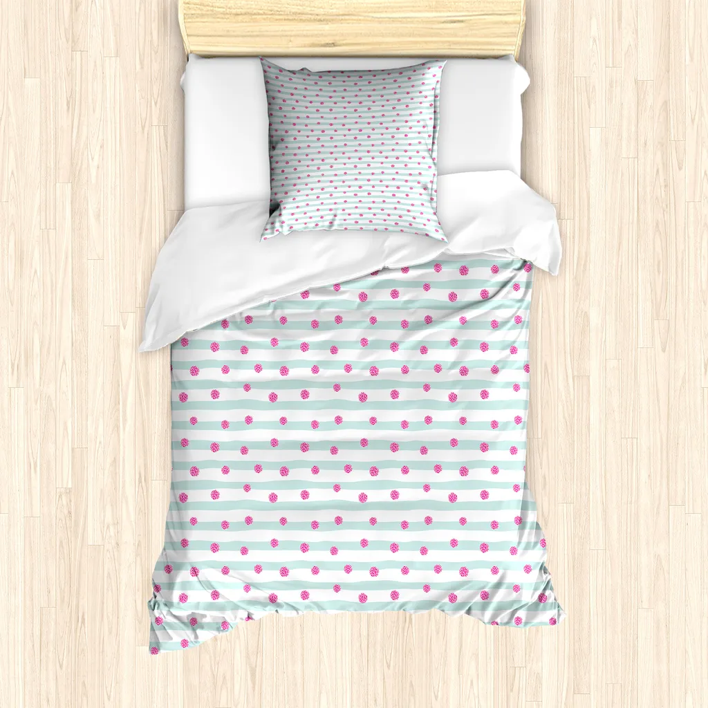 Housse de Couette 135x200cm Anti-acariens, Design Abstrait Mousse de Mer Rose