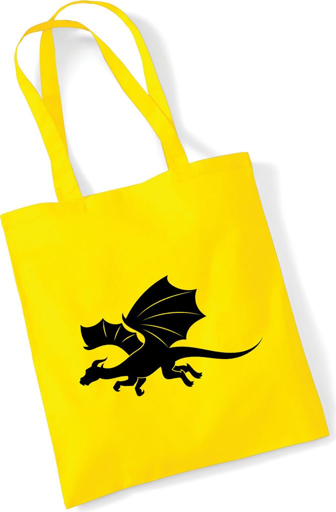 Huuraa Jutebeutel Drache Silhouette 10 Liter Yellow Baumwolle Tasche Geschenkidee