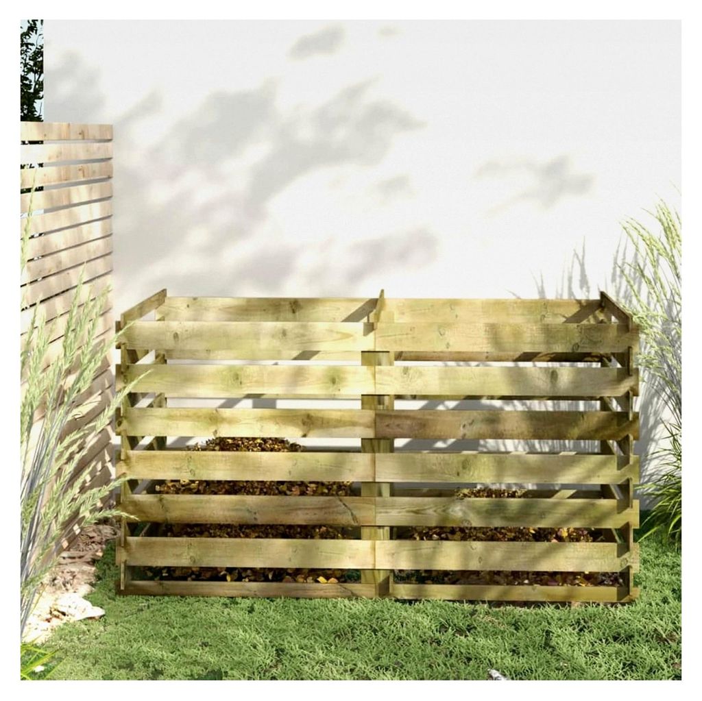 Komposter aus imprägniertem Kiefernholz - 180x90x90 cm, für Gartenabfälle, stabil und langlebig