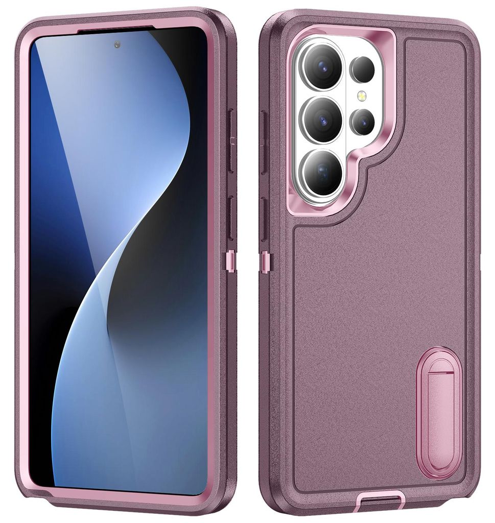 Hülle für Samsung Galaxy S26 Ultra Hybrid Dreilagige Robust Stoßfest Schwerlast Schutzhülle mit Ständer Lila