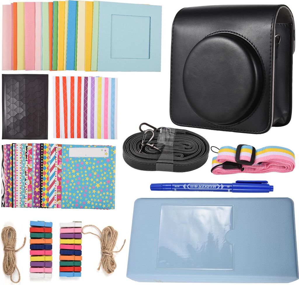 Instant Camera Accessories Bundle Kit Replacement for Fujifilm Instax Square SQ40/ SQ1 with Camera Bag/Camera Strap/Photo Album/Photo Clips/Photo F...