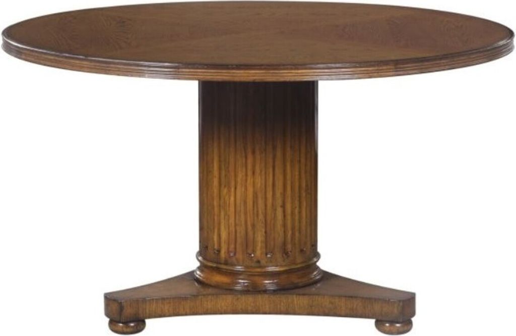 Casa Padrino Luxus Eichenholz Esstisch Braun Ø 135 x H. 78 cm - Massivholz Esszimmermöbel