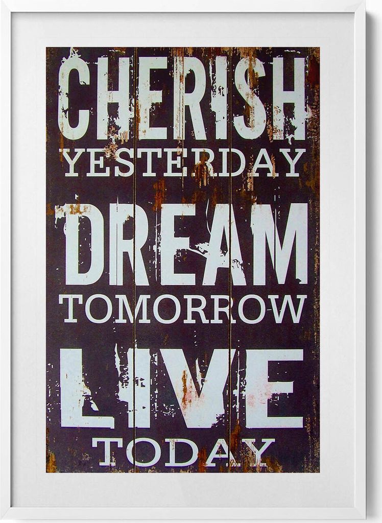 Motivationsinschrift alte Tafel– Wandbild mit Rahmen – Gerahmtes Bild – Wanddekoration – 70x100 cm – Weiß Rahmen