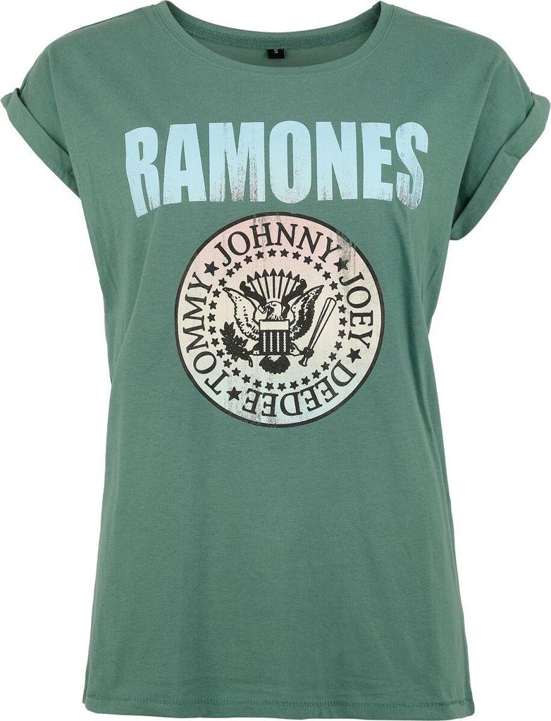 Ramones T-Shirt Damen Coloured Crest Crystal grün XL Produktbild 