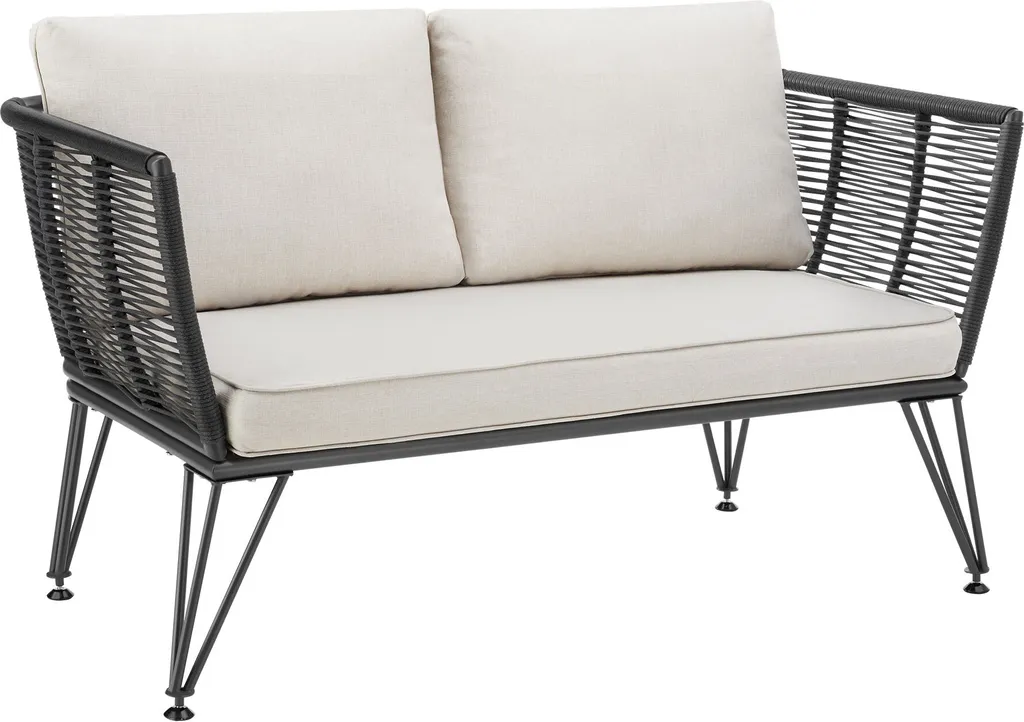 Canapé de jardin résine tressée SUNDO robuste et gris anthracite