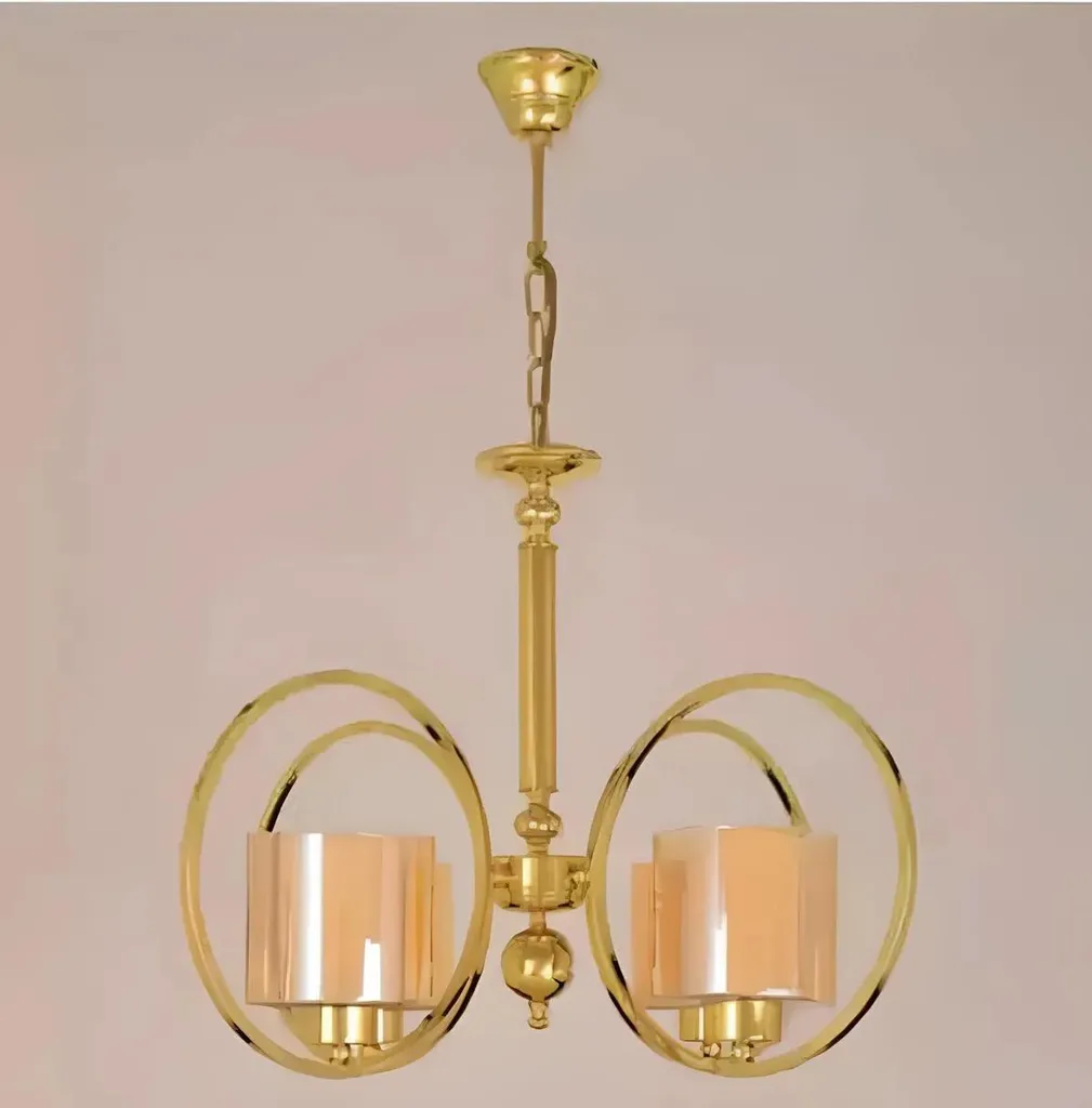 Plafonnier doré de luxe pour éclairage salon sombre, lustre en verre