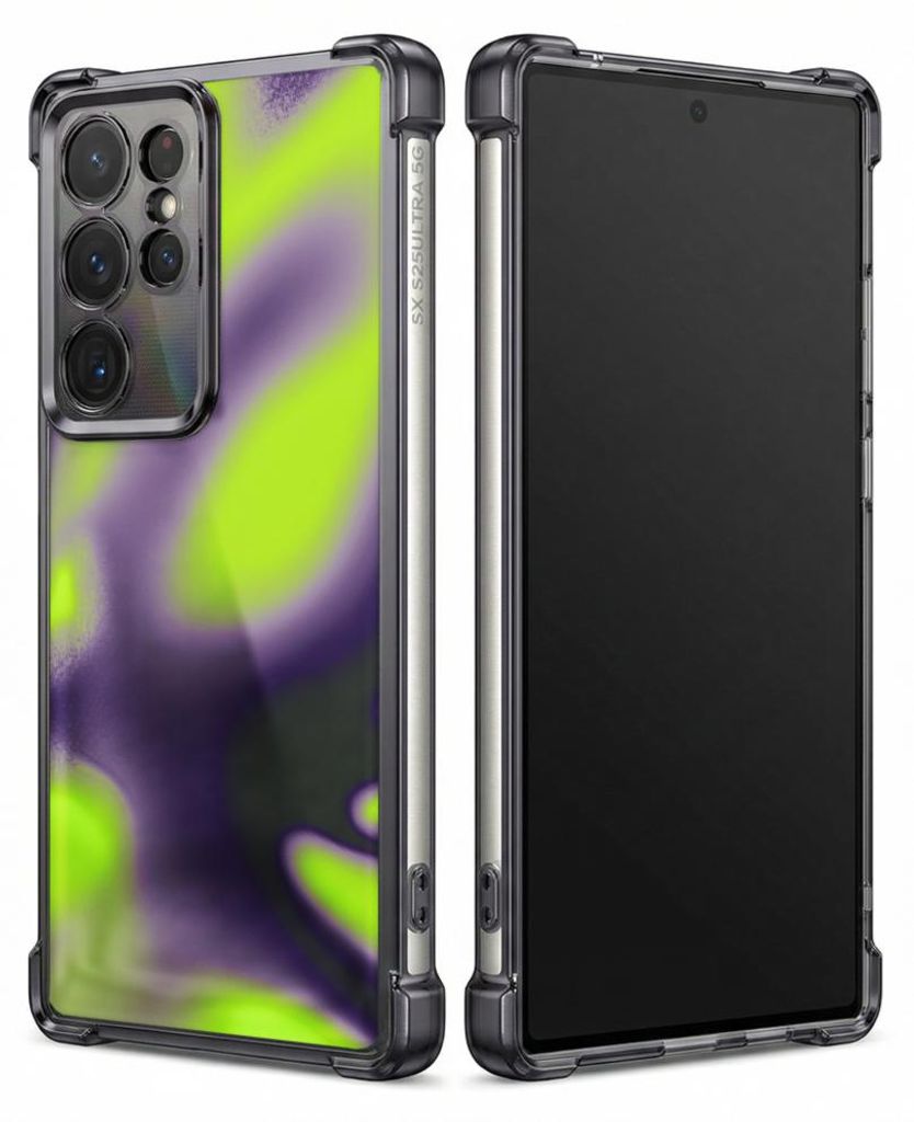 Personalisierte Hülle mit Bild für Samsung Galaxy S23 Elektroplattiert TPU Stoßdämpfer Handyhülle mit Abstraktes Musterdesign in Lila und Grün