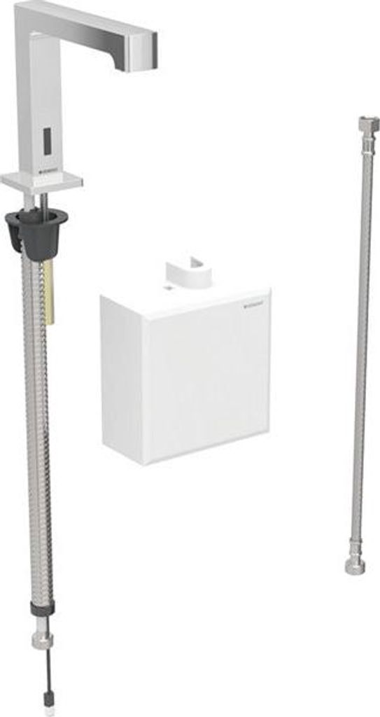 Geberit Brenta Waschtischarmatur, Ausladung 195mm, ohne Mischer, Generatorbetrieb, mit AP-Funktionsbox, 116.175.21.1