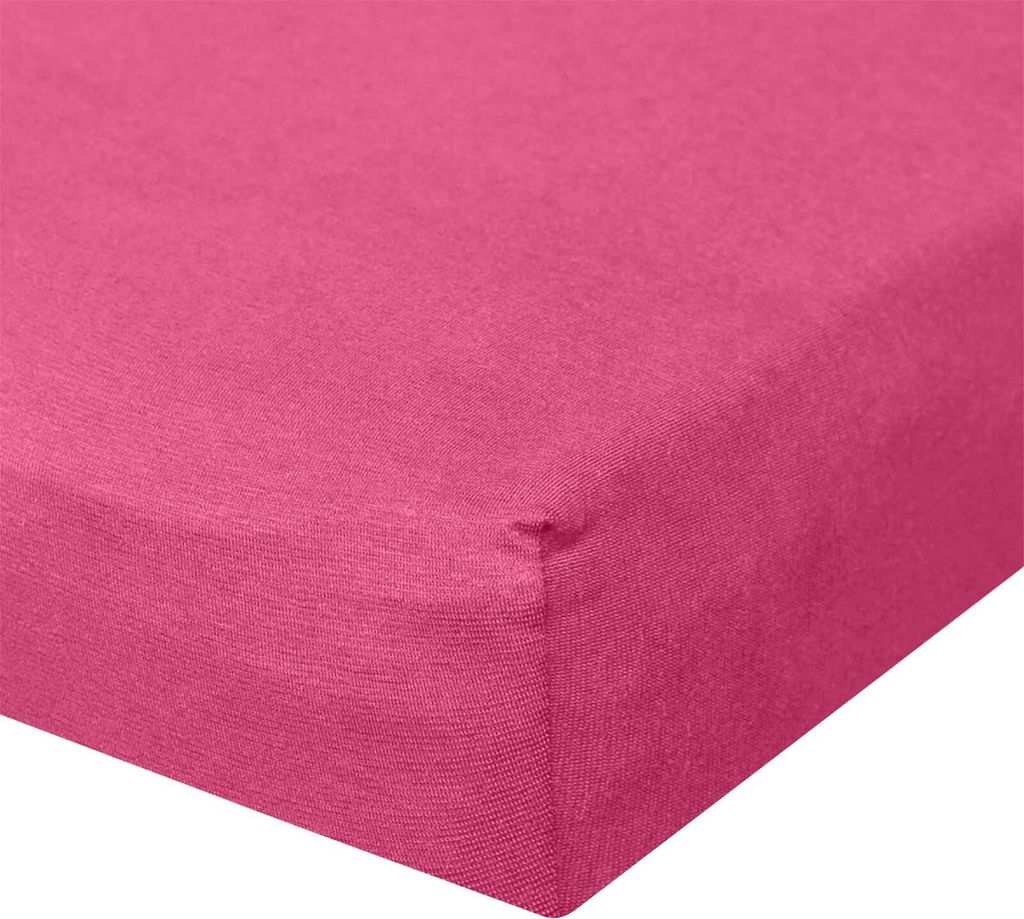 Traumschlaf Zwirn-Jersey Elasthan Spannbetttuch De-Luxe 90x200 - 100x220 cm pink
