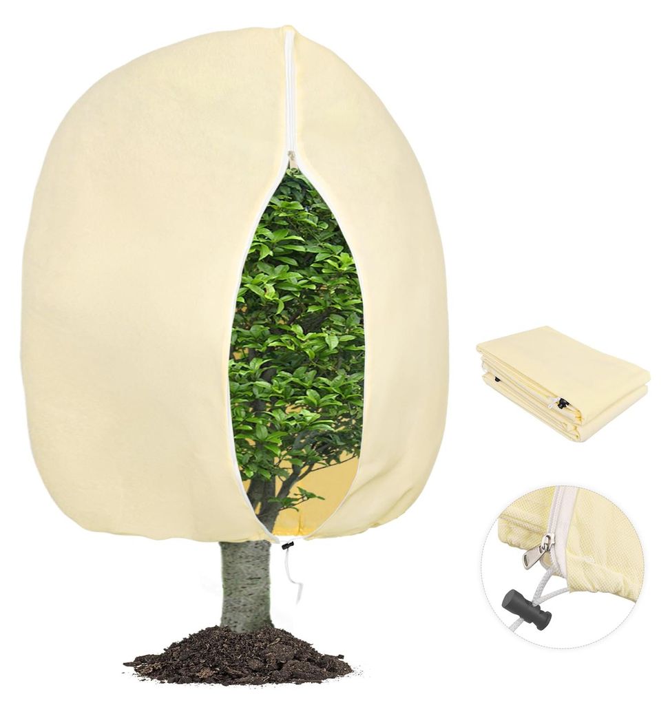 Winterschutz für Pflanzen, 180 x 120 cm Frostschutzbeutel für Topfpflanzen, groß, mit Reißverschluss und Kordelzug, Winterschutz für Topfpflanzen