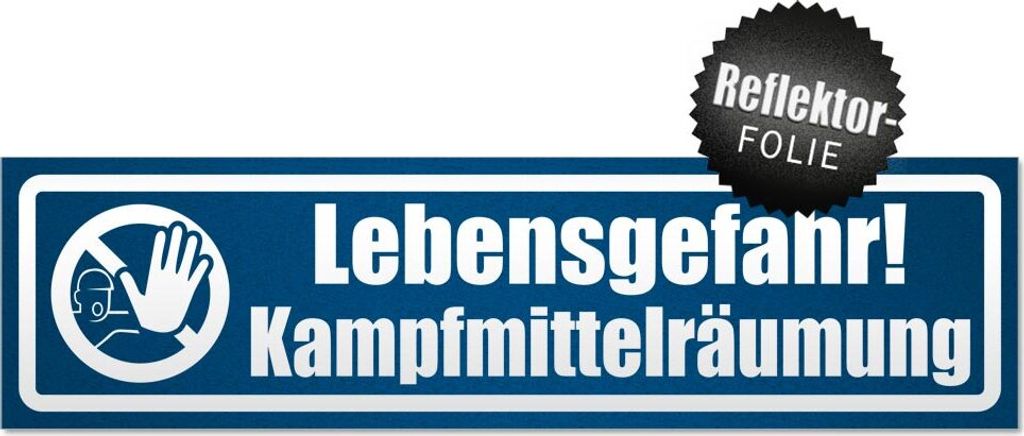 Lebensgefahr! Kampfmittelräumung invertiert Magnetschild Schild magnetisch