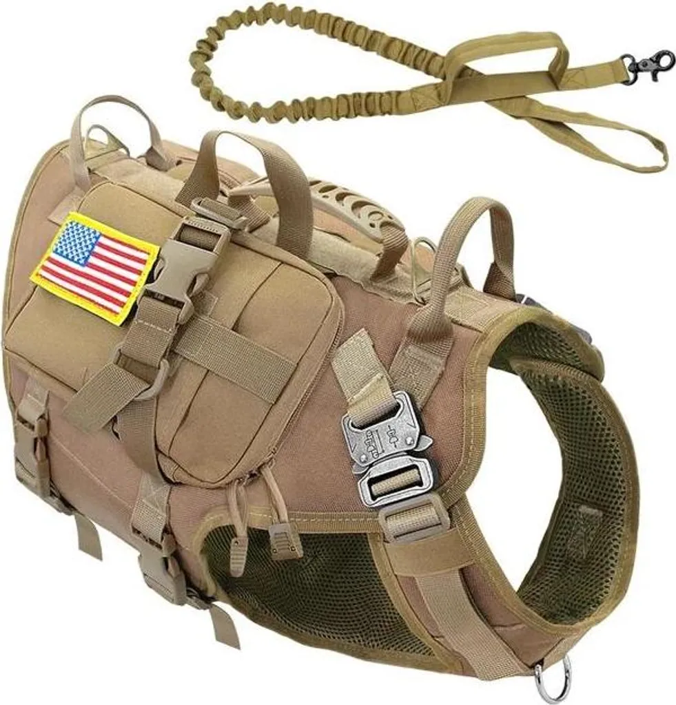 Harnais anti-traction rembourré pour chien 67-100cm Khaki réglable