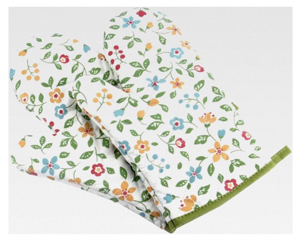 1 Paar Hitzebeständige Backhandschuhe mit Blumen- und Glasdesign, rutschfest für Ofen und Mikrowelle, Küchenhandschuhe zum Backen und Kochen