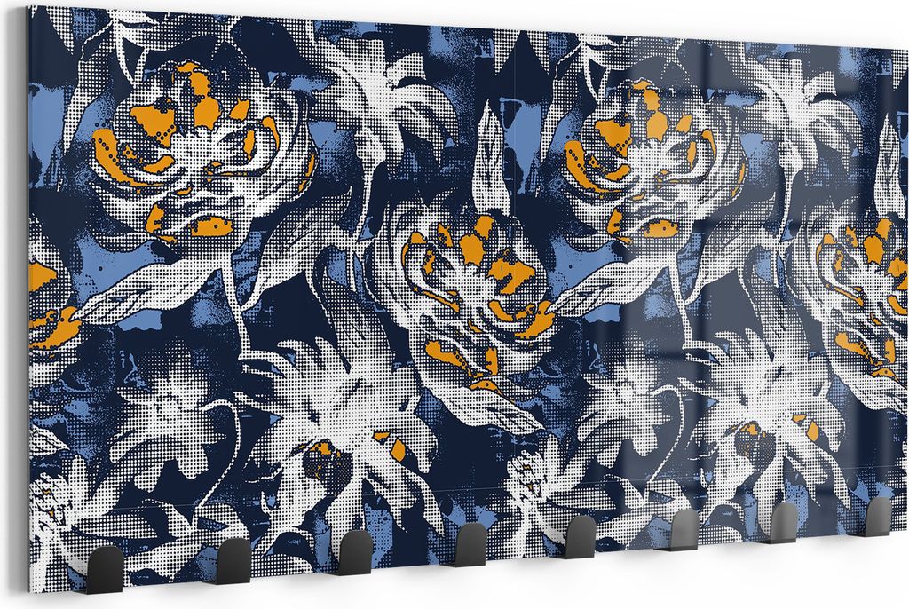 DEQORI Kleiderhaken Glas 60x30 cm 'Moderne Blütenkontraste' Wand Garderobe beschreibbar Paneel