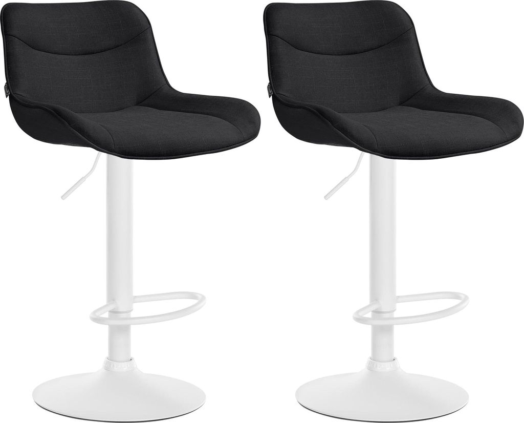 2er Set Barhocker Vonore Stoff, Farbe:schwarz, Gestell Farbe:weiß