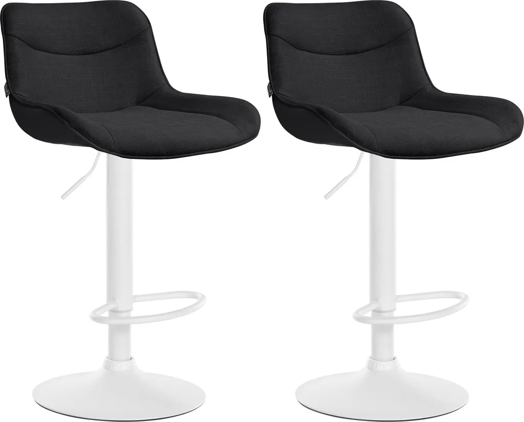 Tabouret de bar Vonore noir en tissu lot de 2 avec pied chromé chic