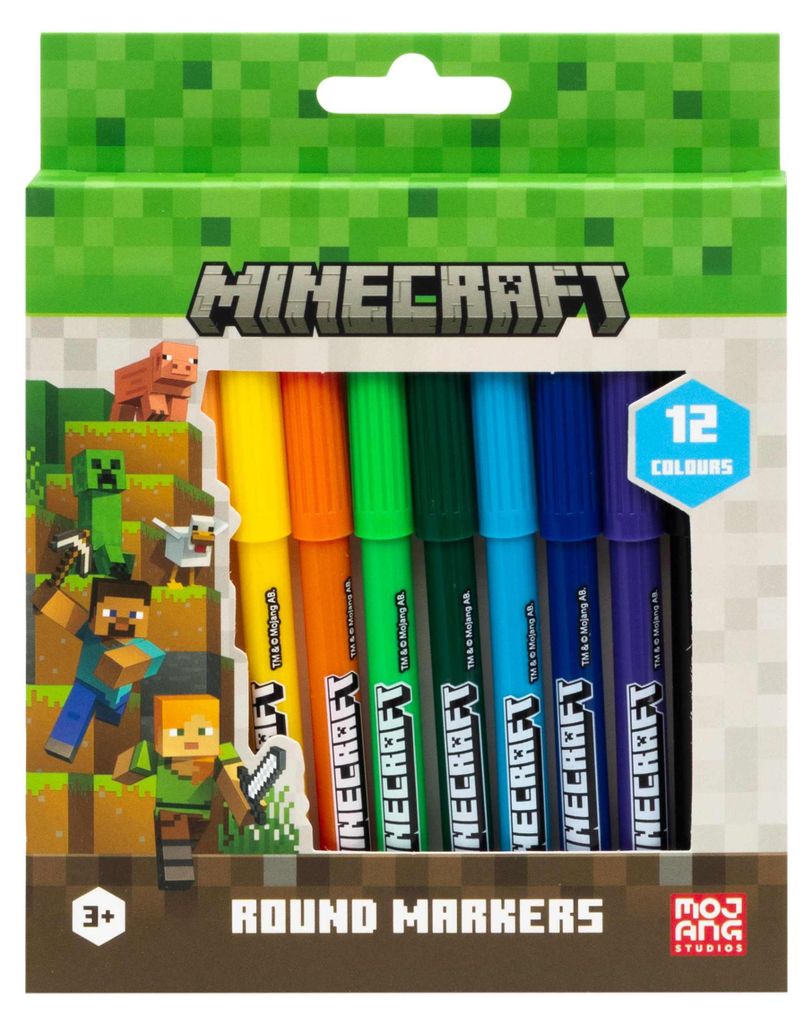Flamastry okrągłe Minecraft 12 kolorów Zdjęcie produktu 