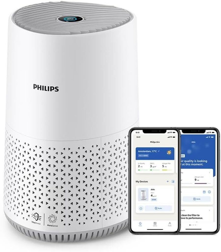 Luftreiniger 600-Serie, energieeffizient mit Smart Sensor, Für Allergiker, HEPA-Filter entfernt 99,97% der Schadstoffe, Deckt bis zu 44 m2 ab