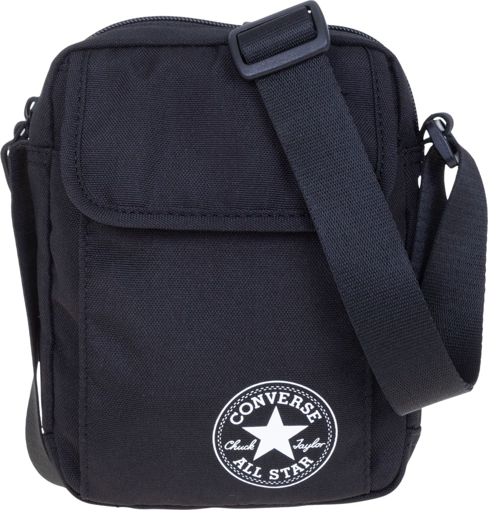 Converse Schultertasche Damen Herren Jungen Mädchen Mini Umhängetasche Tasche Freizeittasche klein Mini Cross Bag Sachet 55SCB15-001 Schwarz
