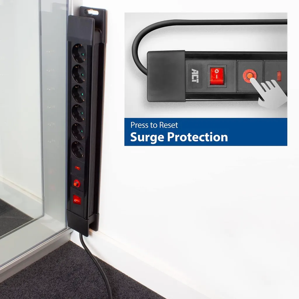 ACT AC2450 Prise multiple 6 prises avec protection surtension intégrée