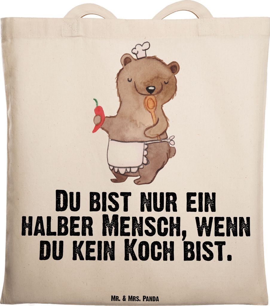 Mr. & Mrs. Panda Jutetasche Koch Herz - Transparent - Geschenk, Lustig, Einkaufstasche, Restaurant, Jutebeutel, Chefkoch, Laptoptasche, Tasche, Beu...
