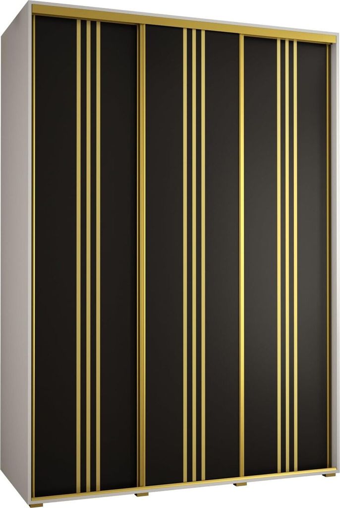MEBLE KRYSPOL Davos 6 Schrank, drei Türen - 235,2x180x60 cm - Weiß Schwarz Gold